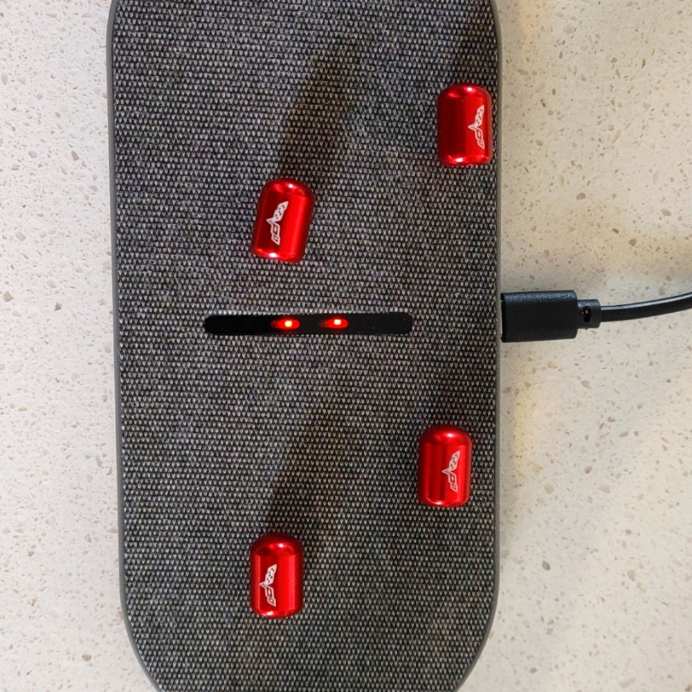 New Red Corvett Tire Valve Caps